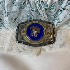 Vtg U Of KY Wildcat Belt Buckle With Nauty Mascot Tounge 3.5x2.5