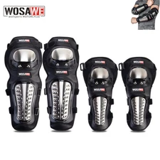WOSAWE Adult Motorcycle Stainless Steel Protector Ski Racing Knee Elbow Guards