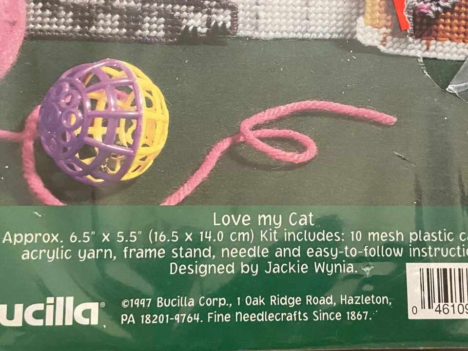 Bucilla Plastic Canvas Needlepoint Kit ~ Fun Frames ~ Love my Cat ~ Craft Kit - Image 3 of 4