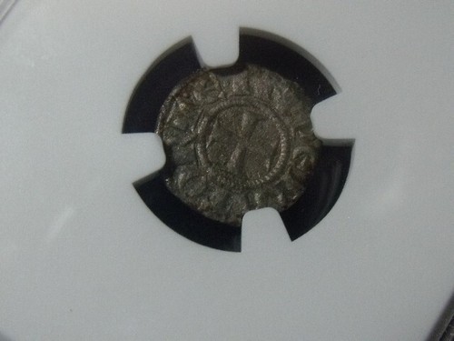 Italy Sicily-Messina 1194-97 Silver Denaro NGC AU DETAILES Enrico VI & Constanza - Picture 7 of 8