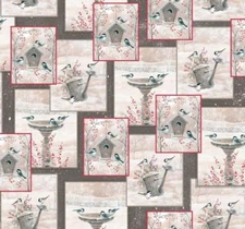 Winter Garden By Quilting Treasures - Grey Chickadees  #26238-K