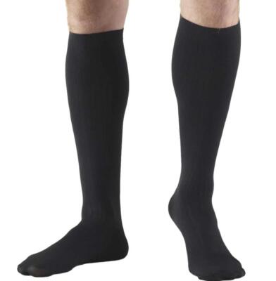 SM Truform Men's Dress Socks 8-15 mmHg Knee High Over Calf Length Large Black
