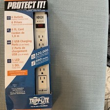 Tripp-Lite Protect It Surge Suppressor 6 Outlets 6 ft 990 Joules Cool Gray L4A