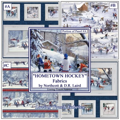 NORTHCOTT ''HOMETOWN HOCKEY'' D R LAIRD CHILDREN SCENIC HOCKEY FABRIC SELECTION