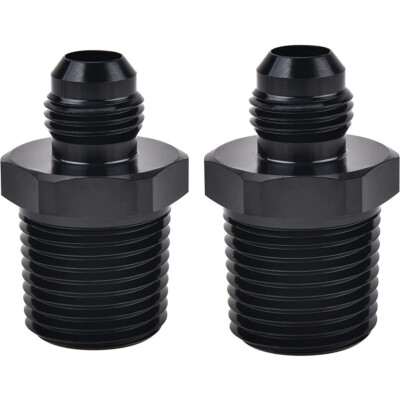 6AN Male Flare to 1/2'' NPT Straight Fittings 2* AN6 Adapter Aluminum Black