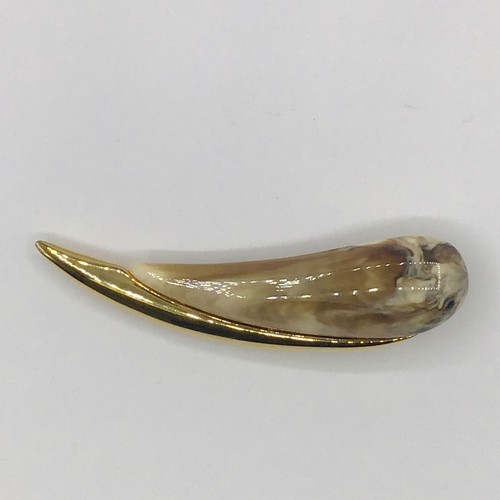 VTG Brooch Contemporary Resin Swirl Gold Tone Swish Pin Faux Marble Estate 3”