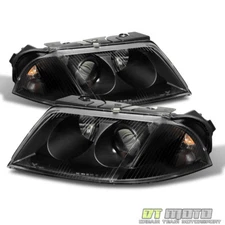 Black 01-05 VW Passat Projector Headlights Pair Left+Right Replacement 2001-2005