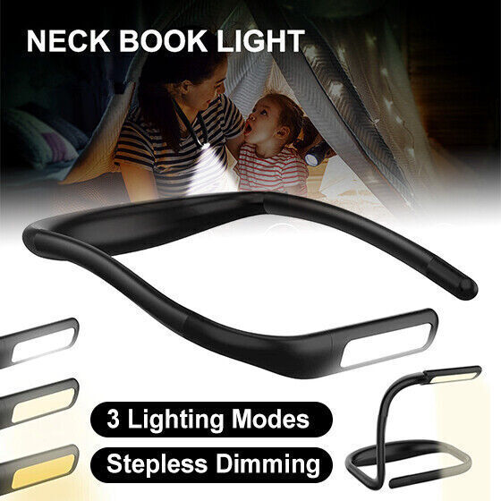 LED Neck Reading Light Flexible USB Rechargeable Book Bed Night Lamp Hands  Free