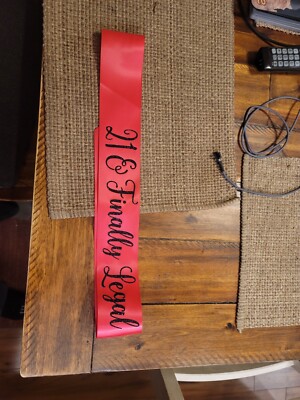 21st Birthday party ''21 Finally Legal'' Sash Adult , Pink With Black Glitter