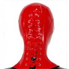 Latex Rubber Gummi Mask Hood Neck Corset Lace Up Clubwear Handmade for Fetish US