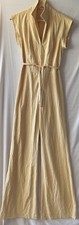 VINTAGE 70'S BOHO HIPPY FLARE LEG JUMPSUIT, BUTTER COLOR, FAUX SUEDE, 26" WAIST