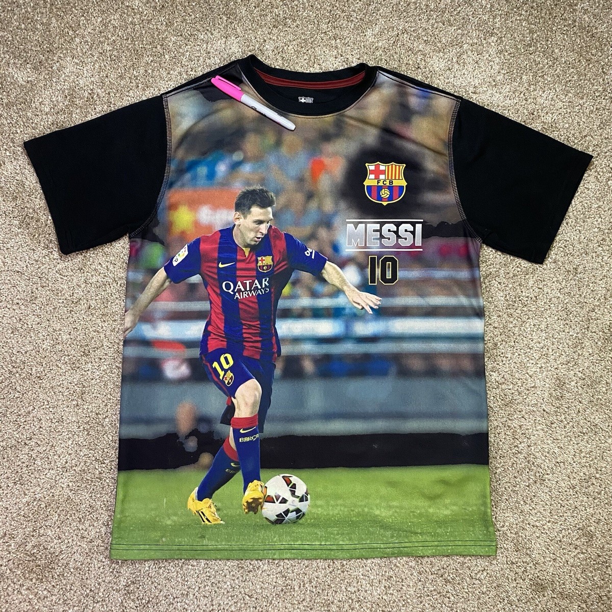FC Barcelona Shirt Mens Medium Lionel Messi #10 Front Graphic