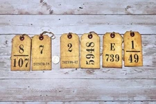 6~Vintage Style~Ephemera~Numbers~Junk Journal~Linen Cardstock~Hang Tags