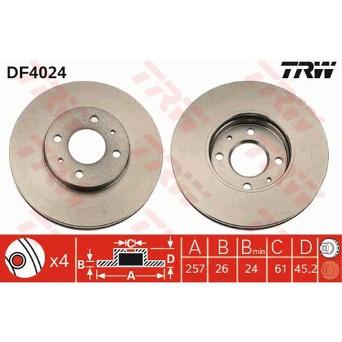 RIDEX 82B0068 2x Disque De Frein Avant 257,2mm - Ventilés Haute Performance Pour Fiat Punto Et Doblo