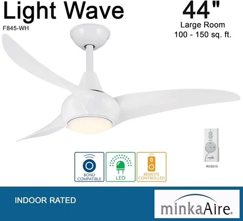F845-WH 44" White Ceiling Fan with LED Light & Remote Control - Picture 4 of 9