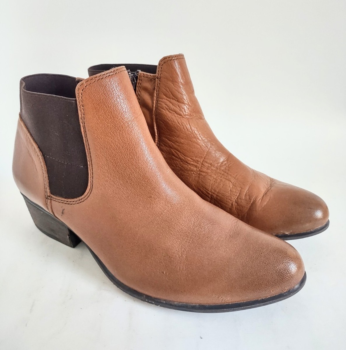 Steve Madden Rozamare Brown Leather Zip Ankle Boots Womens Size