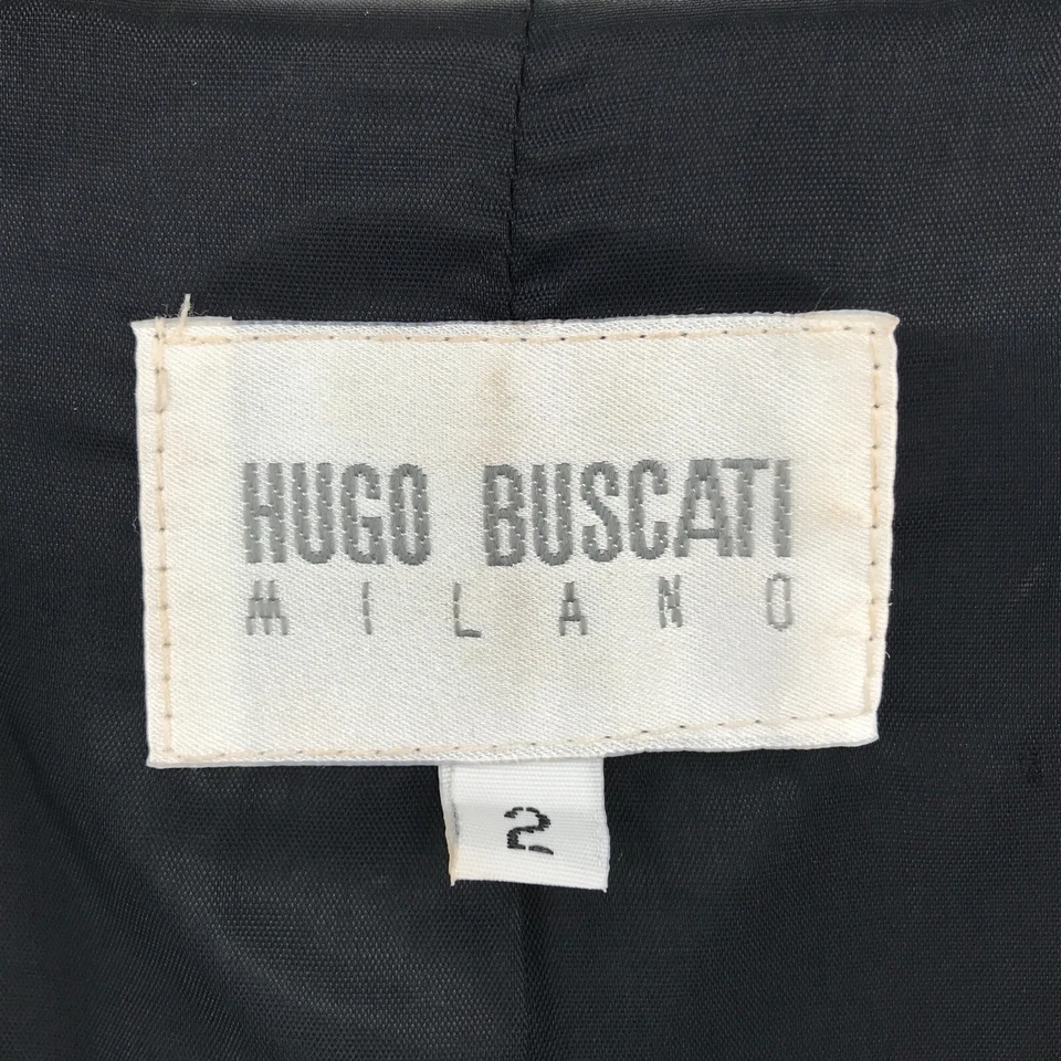 Chaqueta Blazer VINTAGE Hugo Buscati Mujer 2 Negra Un Botón Forrada Milano EE. UU. Foto 4 de 4