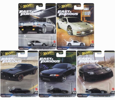 Hot Wheels 2024 Premium Fast & Furious E Case, Set of 5 Cars