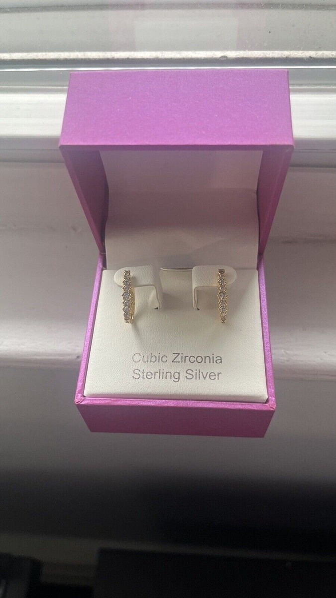 Rachel Zoe Cubic Zirconia Sterling Silver Huggie Earrings