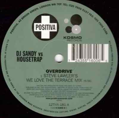 Sandy De Sutter vs Housetrap Overdrive Vinyl Single 12inch NEAR MINT Positiva