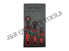 VCT 3Pc Ratchet Tool Set 1/2" 3/8" 1/4" Dr Socket Wrench Quick-Release Composite