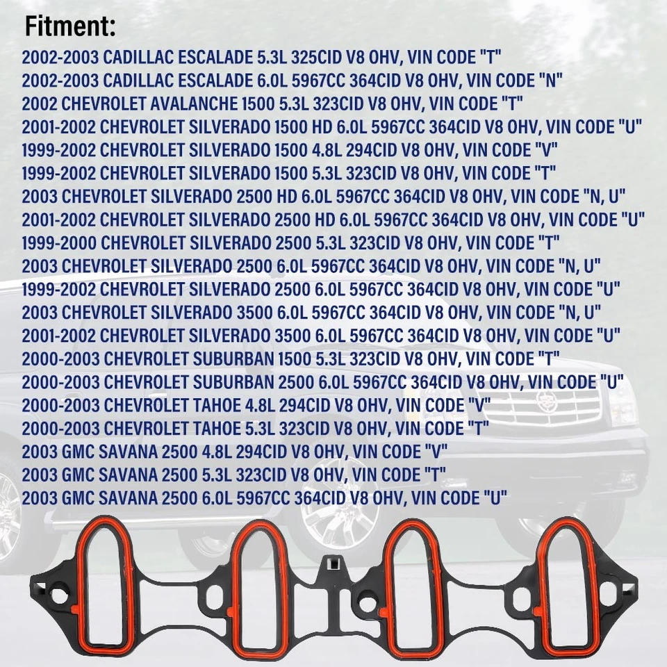 For GMC Yukon Chevrolet Silverado 1500 4.8L 5.3L 6.0L Intake Manifold Gasket Kit - Image 2 of 4