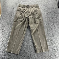 Vintage Dockers Chino Pants Mens 36x30 Beige Cotton Relaxed Pleated Herringbone