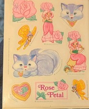 Vintage Hallmark Stickers Rose Petal Place Cat David Kirschner 1 Sheet