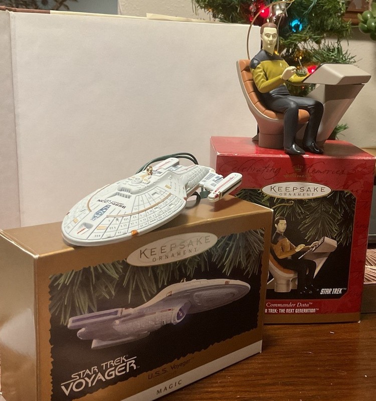 Vintage Hallmark Star Trek Keepsake Ornaments Lot Of 2 Data & Voyager