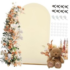 7.2FT Arch Backdrop Cover Spandex Arch Stand Cover Stretchy Metal Arch Beige