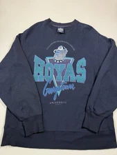Vintage Georgetown Hoyas Sweatshirt Mens XL Blue Pullover Crewneck 90s NCAA Logo
