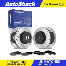 Front Rear Drilled Slotted Brake Rotors Premium Ceramic Pads for GMC Yukon