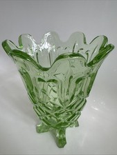 VINTAGE 1950S SOWERBY PRESSED GREEN GLASS CELERY VASE Collectable Retro