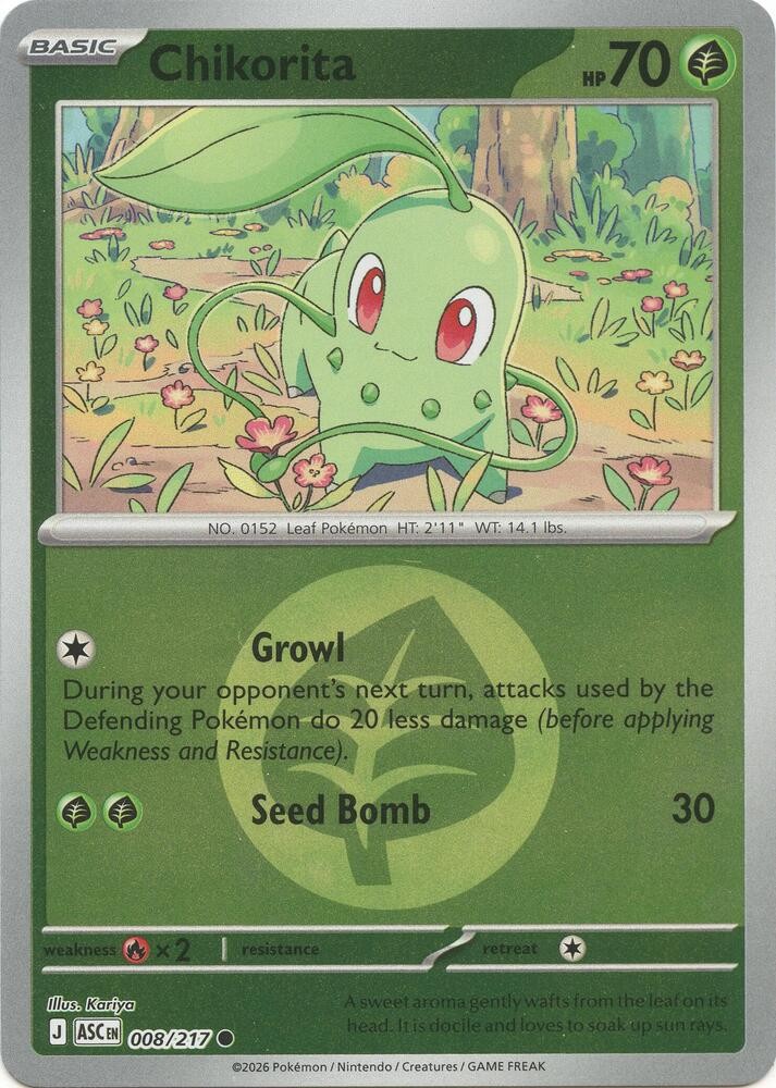 Chikorita (Energy Symbol Pattern) Common ME: Ascended Heroes 008/217 NM