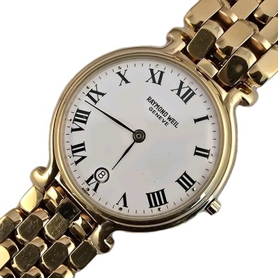 Vintage Raymond Weil 9137 18K Gold Plated Swiss Quartz Uhr Roman Numerals