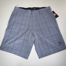 Quiksilver Mens BoardShorts Grey Windowpane Check Stretch Walkshorts Sz 29 NWT