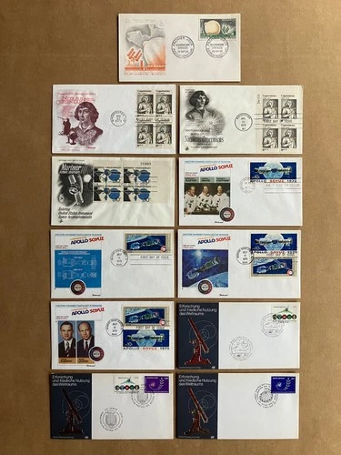 Space Astronomy First Day Cover Lot of (11) - France, U.S., U.N., 1962-1982