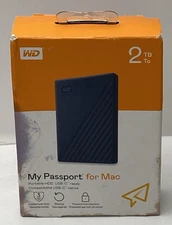 NEW WD My Passport for Mac, 2TB Portable Hard Drive, Blue, WDBA2D0020BBL-WESN