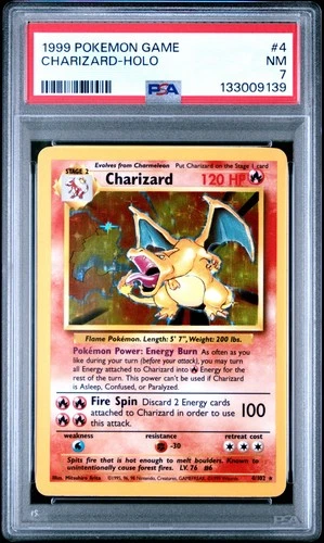 1999 POKEMON BASE SET UNLIMITED #4 CHARIZARD-HOLO PSA 7