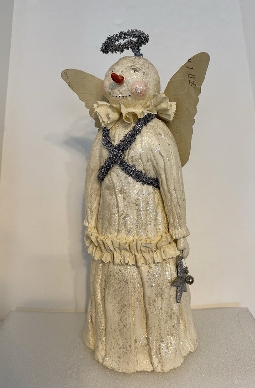 Bethany Lowe Foust Rare Large 18” Christmas Snow Angel EUC Folk Art Paper Mache