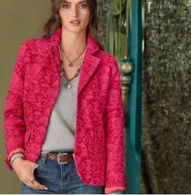 Sundance Catalog Floral Embroidered Blazer Size 8 Pink Red Vittoria New