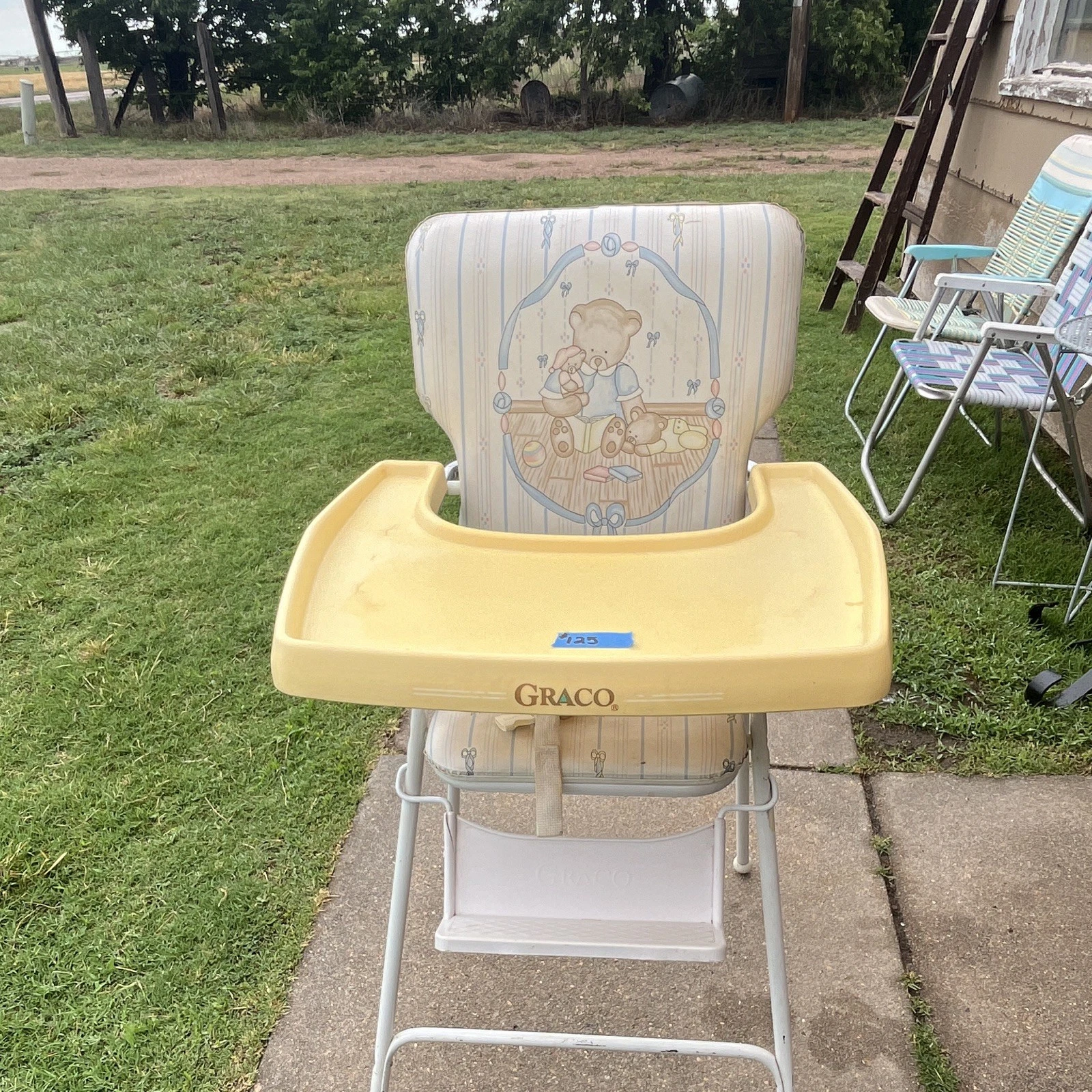 Graco Baby High Chair Yellow Removable Tray Seat Cushion Bear Design