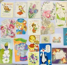 LOT 194, VINTAGE GREETING CARDS, LOT OF 50, BIRTHDAY, GET WELL, BABY
