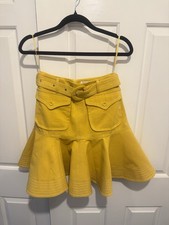 AMY LYNN Bright Yellow Utility Mini Skirt Size S Belted Cargo Fit & Flare NWT