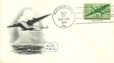 FDC C29 - 20¢ Plane - 8/27/1941 - Philadelphia, PA - Aristocrat - Lowry