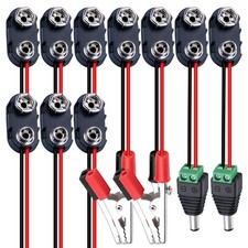 DAIERTEK 10pcs 9V Battery Connector 9 Volt Battery Snap Clip I Type with 2 Pairs