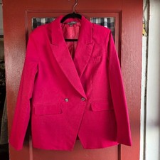 Kate & Mallory Women's Hot Pink Long Sleeve Button Front Blazer Jacket Size L