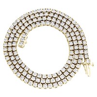 "10K Gelbgold Tennis-Collier 18\" Diamant 2,75 Ct AnhäNger Kette 3,25Mm"