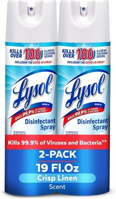 Lysol Disinfectant Spray (2-Pack) Deodorizer Crisp Linen Multi Surface Cleaner