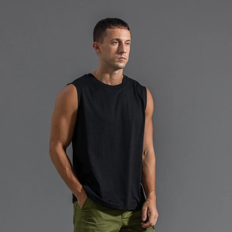 Men's Pure Cotton Sleeveless T-Shirt Sports Vest Fitness Loose Bottoming Shirt
Opens in a new window